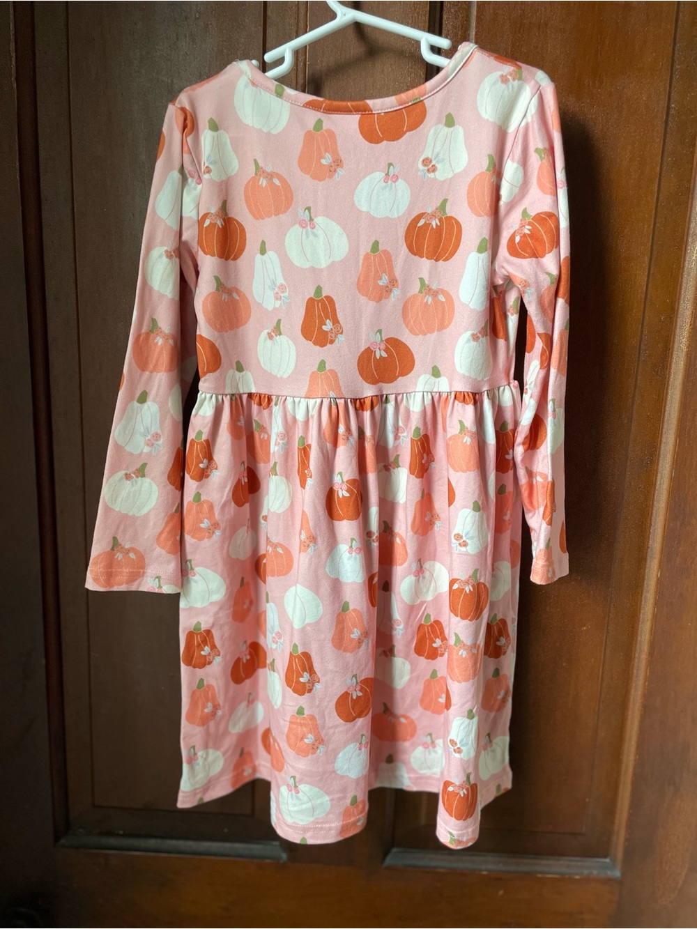girls 7-8 long sleeve pink dress with pumpkins - Picture 6 of 6